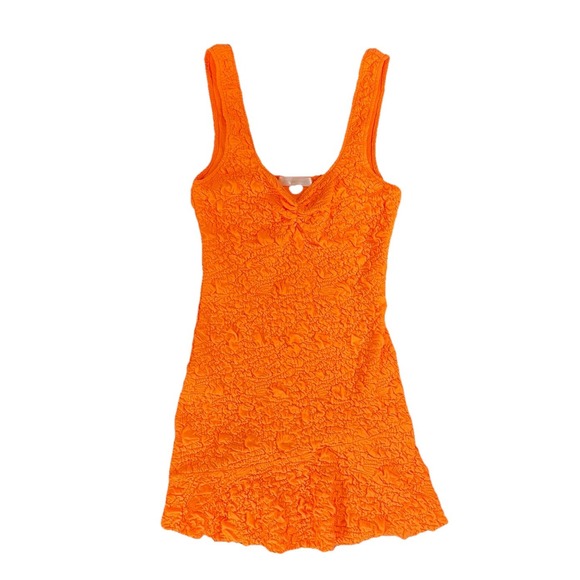 LoveShackFancy Bartlette Dress Small Tangerine Orange Textured Mini Sundress - Picture 4 of 11